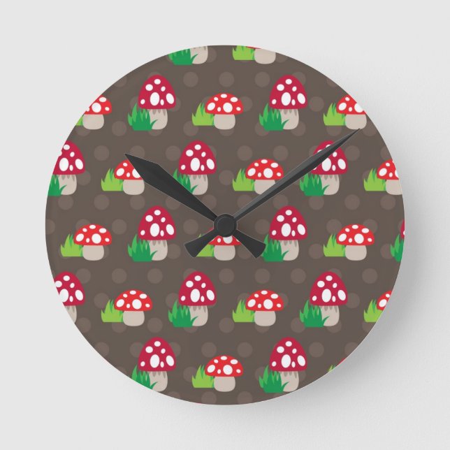 Pilzkindermuster Runde Wanduhr (Vorderseite)