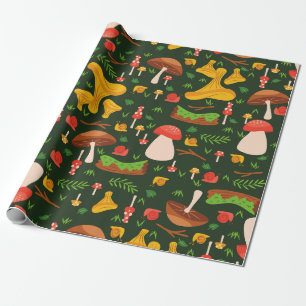 Pilzpilze Wald Schnecken Waldgrün Geschenkpapier