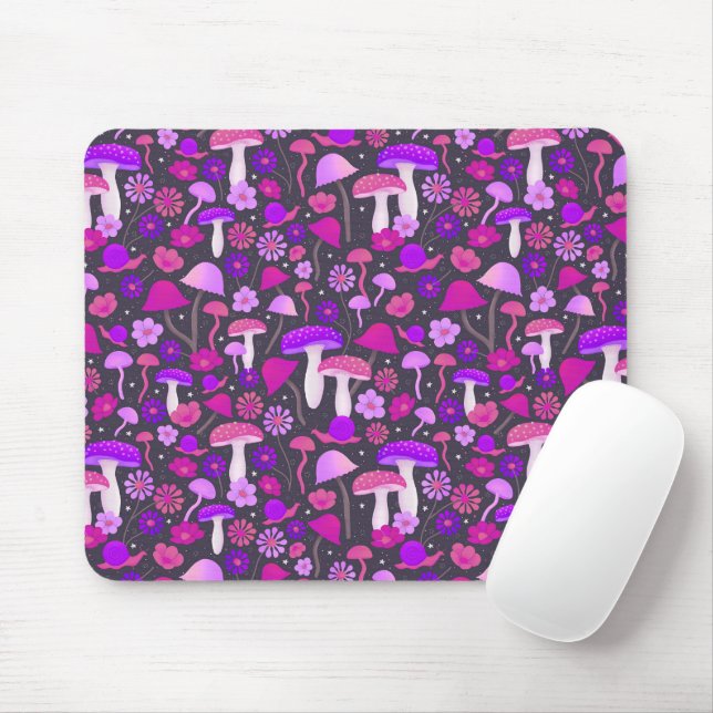 Pilzsäcke, Trippelpink, Lila und schwarz Mousepad (Mit Mouse)