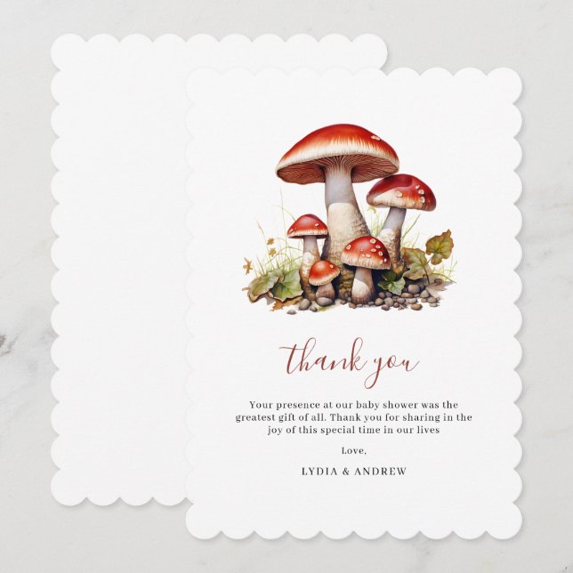Pilzsäulendusche einladen, Fall Gender-Neutral Dankeskarte (Vorne/Hinten)