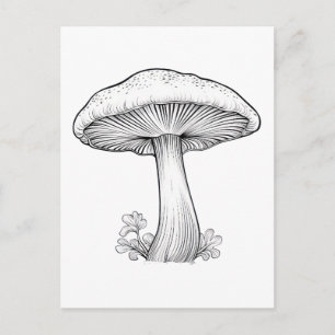 Pilzskizze Bleistiftzeichnung, Cartoon, Baum Postkarte