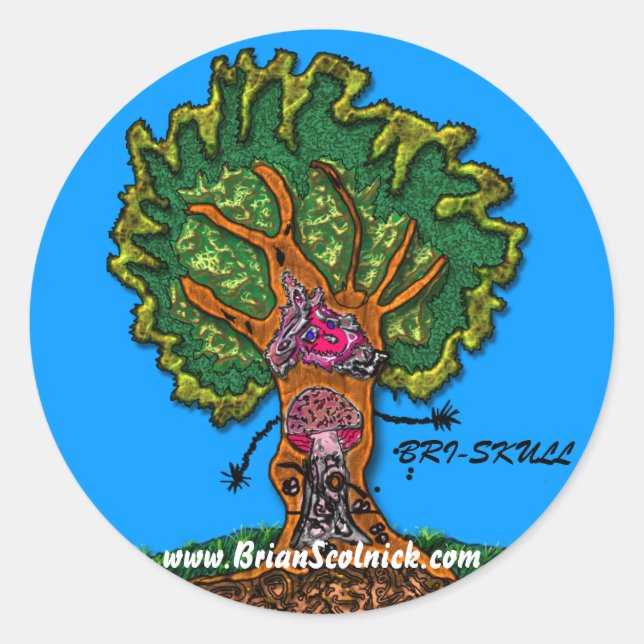 Pilztor-in-Baum Runder Aufkleber (Vorderseite)