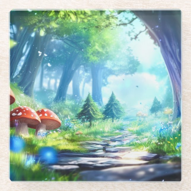 Pilzwald Glasuntersetzer (Vorderseite)
