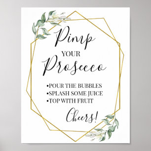 Pimp deinen Prosecco-Grün-Gold-Sprühschild Poster
