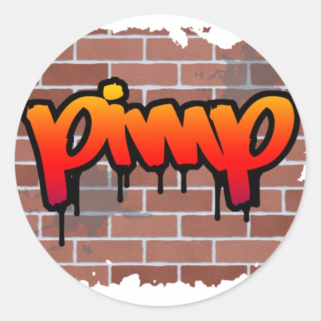 Pimp-Graffiti-Design Runder Aufkleber (Vorderseite)