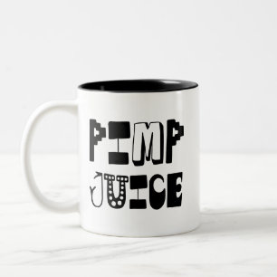 Pimp Juice Lustiger Humor in urbaner schwarzer Sch Zweifarbige Tasse
