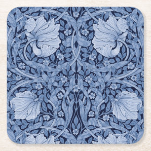 Pimpernel Blue Monotone, William Morris Rechteckiger Pappuntersetzer