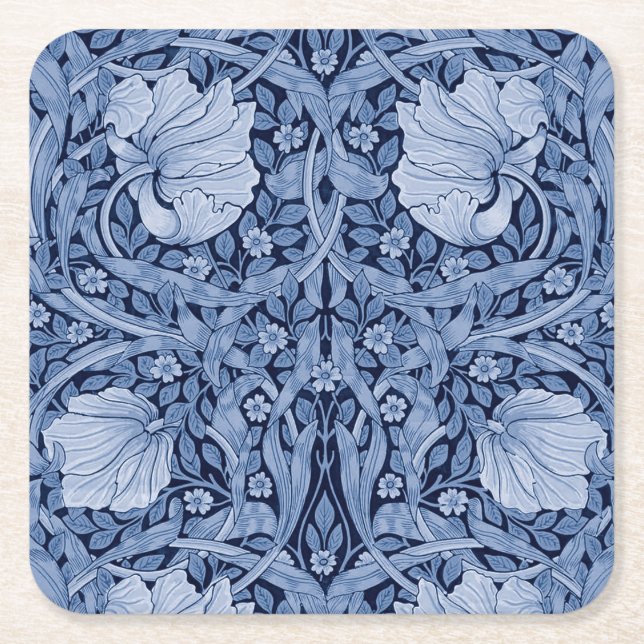 Pimpernel Blue Monotone, William Morris Rechteckiger Pappuntersetzer (Vorderseite)