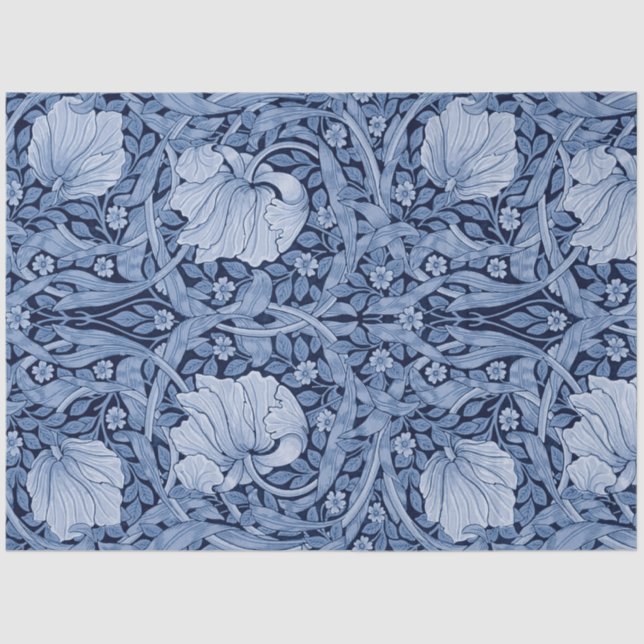 Pimpernel Blue Monotone, William Morris Seidenpapier (Vorderseite)