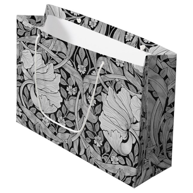 Pimpernel Gray Monotone, William Morris großes Ges Große Geschenktüte (Vorderseite Schrägansicht)