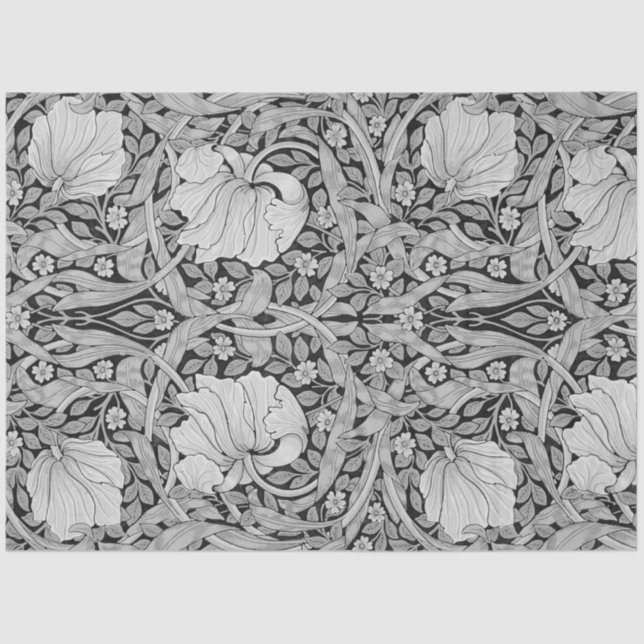 Pimpernel Gray Monotone, William Morris Seidenpapier (Vorderseite)