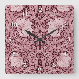 Pimpernel Maroon, William Morris Quadratische Wanduhr