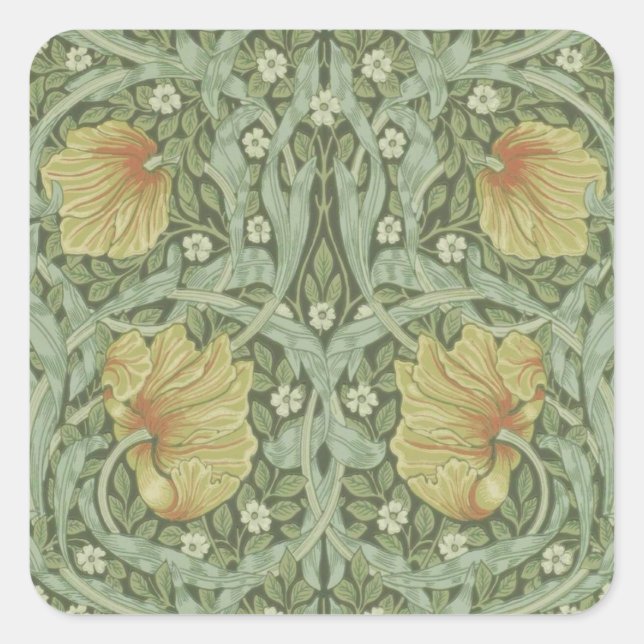 Pimpernel Pattern (von William Morris) Quadratischer Aufkleber (Vorderseite)