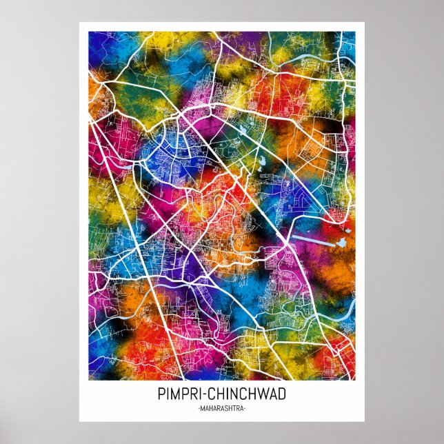 Pimpri-Chinchwad Maharashtra City Karte Poster (Vorne)