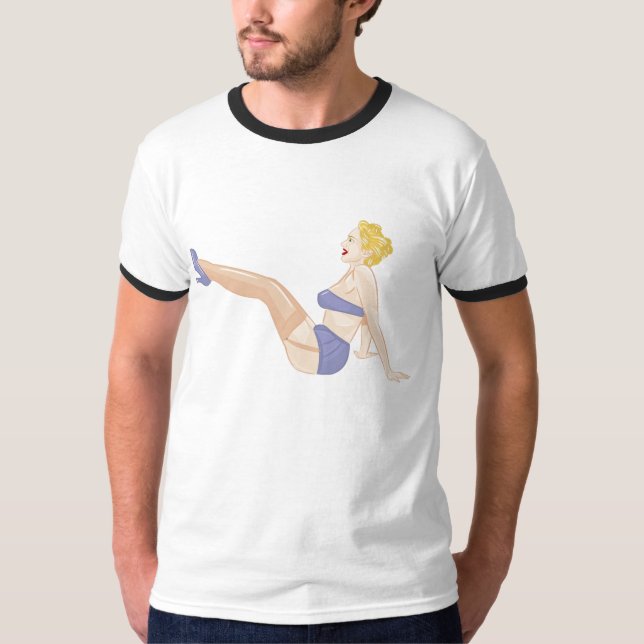Pin blond vers le haut de fille en pantyhose et (Devant)