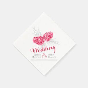 Pin d'hiver rouge art mariage serviettes en papier