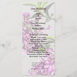 Pin Lilacs et programme de mariage Feuille