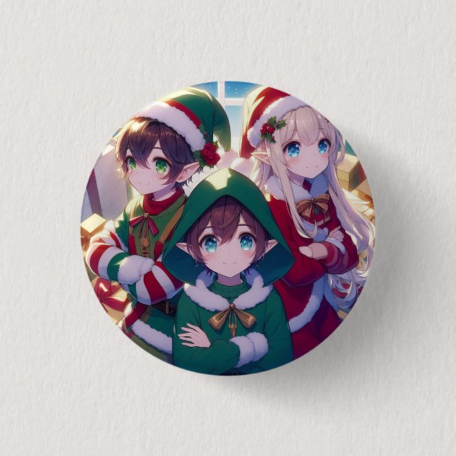 Pin niños Navidad Button (Vorderseite)