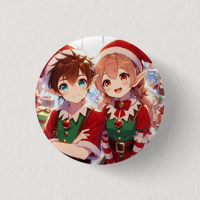 Pin niños Navidad Button (Vorderseite)