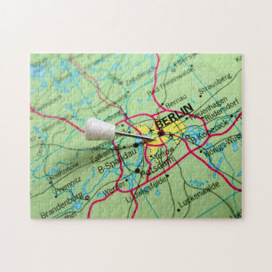 Pin placed on map in Berlin, Germany