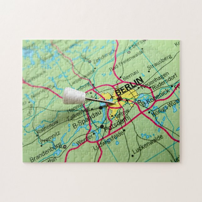 Pin placed on map in Berlin, Germany (Horizontal)