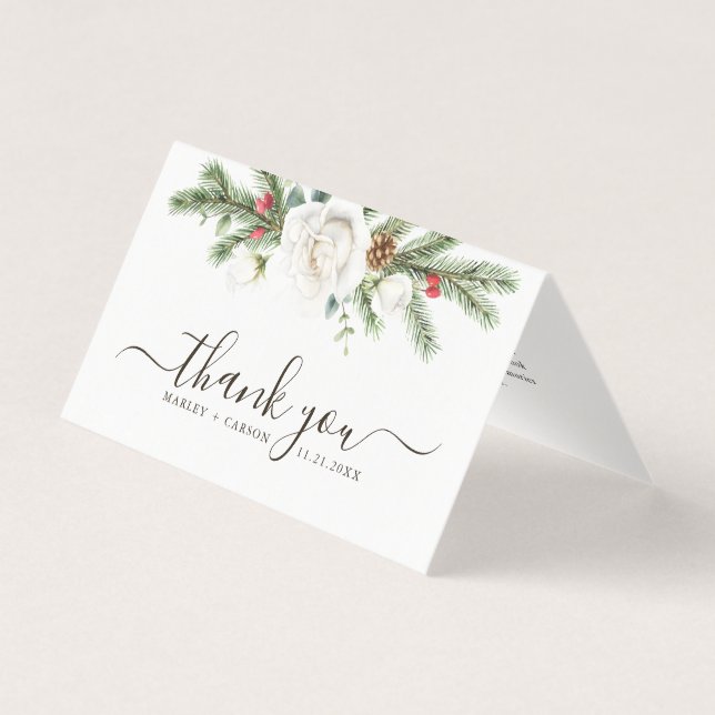 Pin rustique vert Boho Mariage plié Merci (Front)