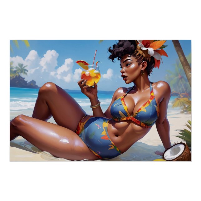 Pin-up am Strand Poster (Vorderseite)