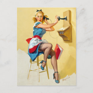Pin Up anrufen Postkarte