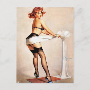 Pin-Up beim Training Postkarte
