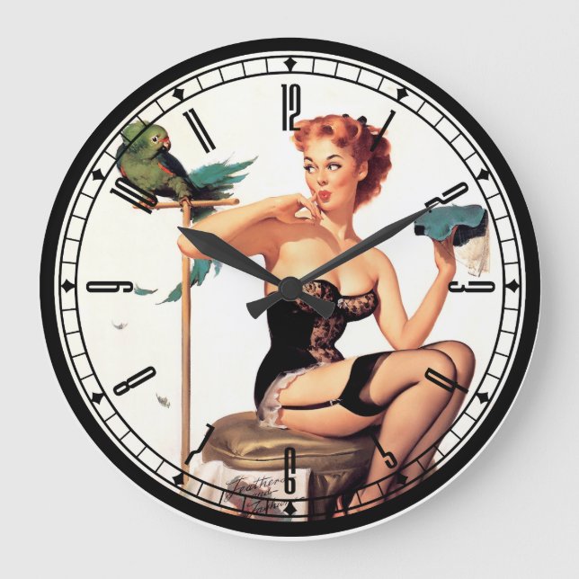 Pin-up-Girl-Wanduhr Große Wanduhr (Vorderseite)