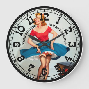 Pin-up-Girl-Wanduhr Große Wanduhr