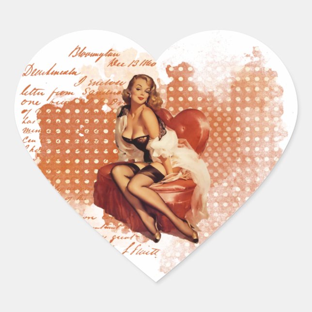 Pin-up Herz-Aufkleber (Vorderseite)