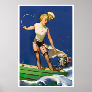 Pin Up Mädchen Druck Motorbootplakat Männerhöhle Poster