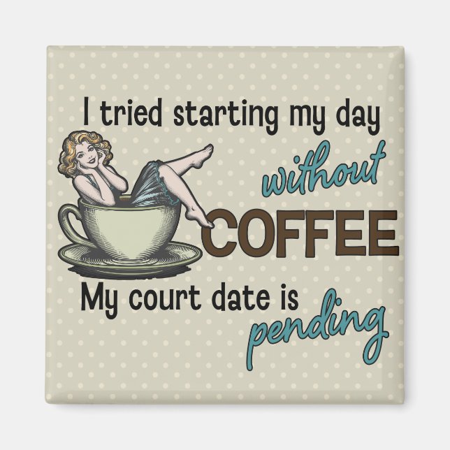 Pin-up Mädchen Kaffee  Magnet (Vorne)