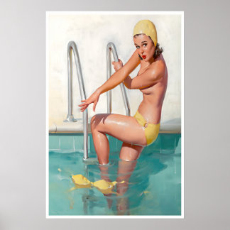 Pin Up Mädchen Wandkunst für Pool House Druck Vint Poster