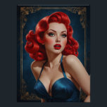 Pin-up Rotes Poster inspiriert von Art Deco<br><div class="desc">Entdecken Sie die Eleganz der Retro mit diesem schwulen Pin-up-Plakat, einem Schatz unserer Pinup Paradise Sammlung bei VintagePrintHaven. Diese Schönheit mit den leuchtenden roten Haaren, die in einem satinierten blauen Bikini gekleidet ist, erzeugt einen zeitlosen Reiz der 50er Jahre. Seine Ohrringe und sein fesselnder Blick passen perfekt zu einem goldenen...</div>