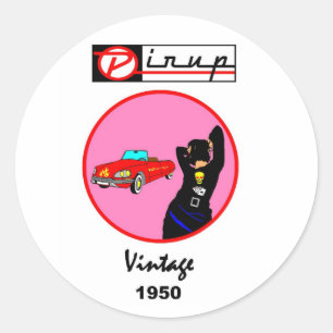 PIN-UP-VINTAGE-1950-AUFKLEBER RUNDER AUFKLEBER