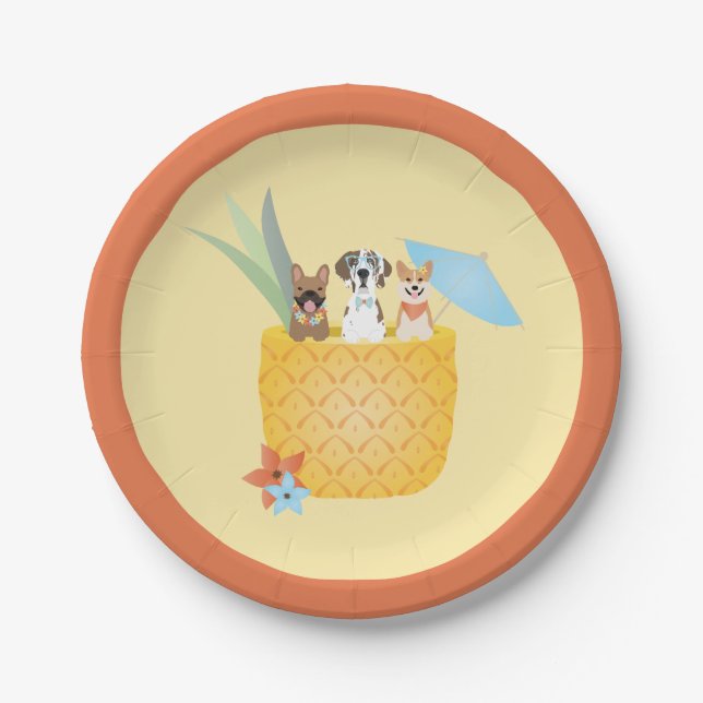 Pina Colada Ananas Hunde Pappteller (Vorderseite)