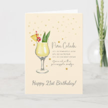 Pina Colada Cocktail 21. Glückwunsch Geburtstagska