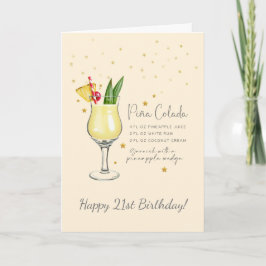 Pina Colada Cocktail 21. Glückwunsch Geburtstagska Karte