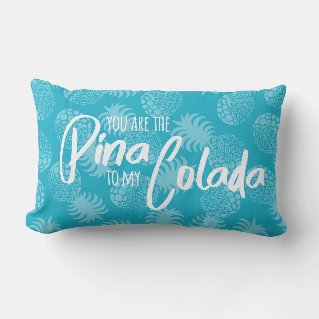 Pina Colada Hawaiian Ananas Aquamarin Reversible Kissen Für Draußen (Vorderseite)