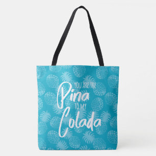 Pina Colada Hawaiianische Ananas Teal Reversibel Tasche