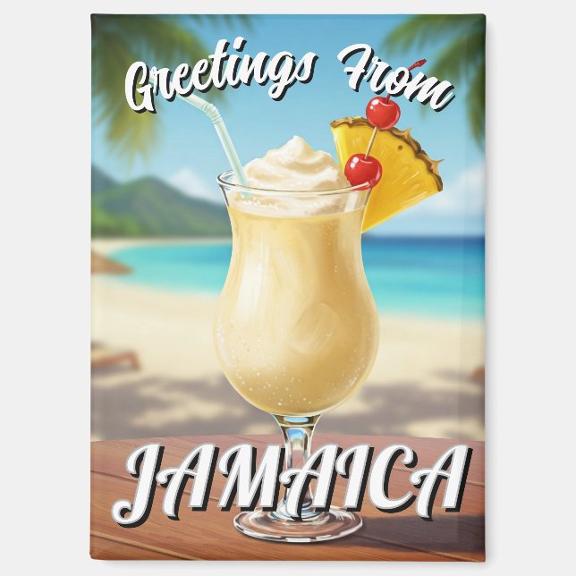 Pina Colada Jamaica Beach Travel Magnet (Vorderseite)