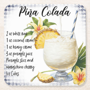 Pina Colada Rechteckiger Pappuntersetzer