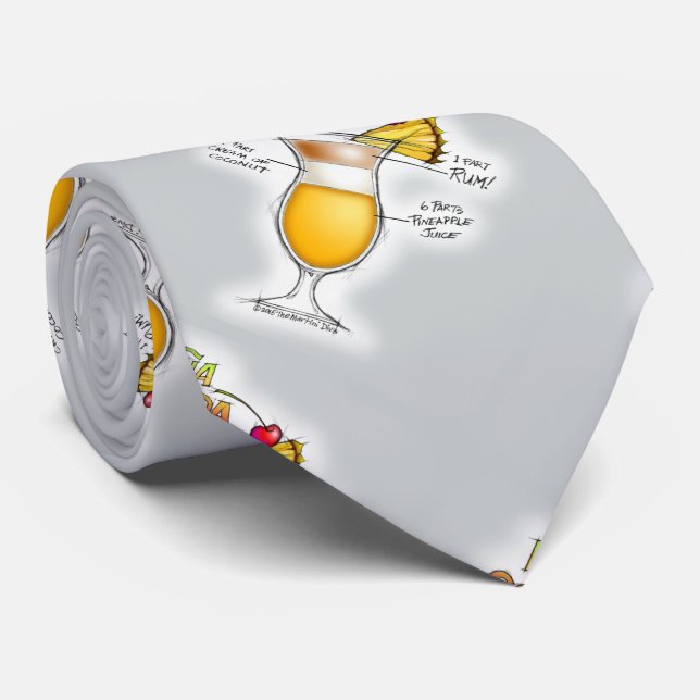 PINA COLADA RECIPE COCKTAIL ART KRAWATTE (Gerollt)