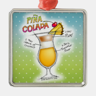 PINA COLADA RECIPE COCKTAIL ART SILBERNES ORNAMENT