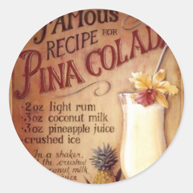 Pina Colada Runder Aufkleber (Vorderseite)