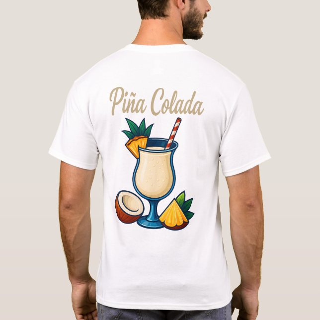Piña Colada T-Shirt – Tropical Rum Cocktail (Rückseite)