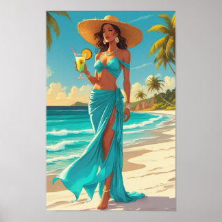 Pina Colada Tropical Queen Generative Inhalte Poster