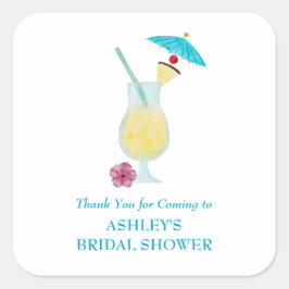 Piña Colada Tropical Wedding Brautparty Quadratischer Aufkleber